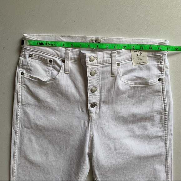 J Crew Tall White Vintage Straight Button Fly Cropped Jeans Size 32 Tall - Picture 15 of 17